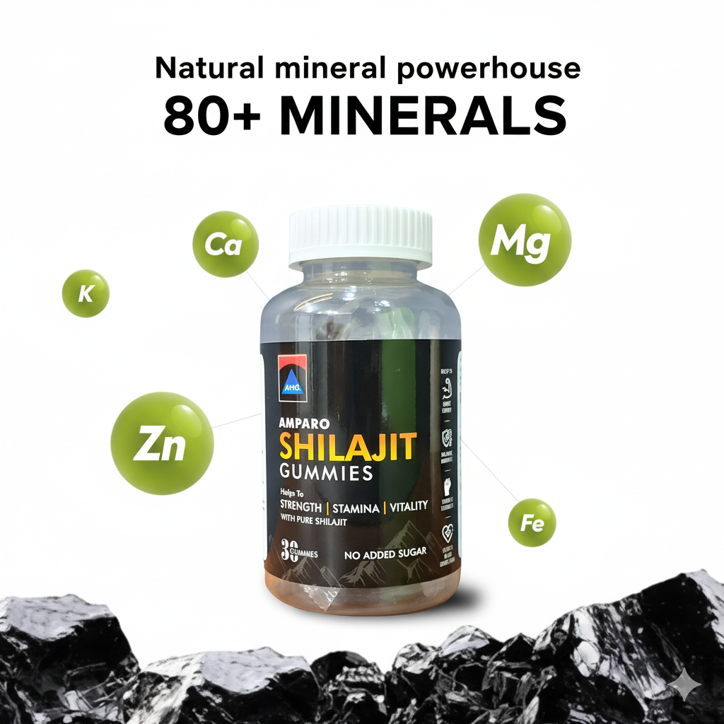 Natural Shilajit gummy supplement for stamina power and wellness – Amparo brand
