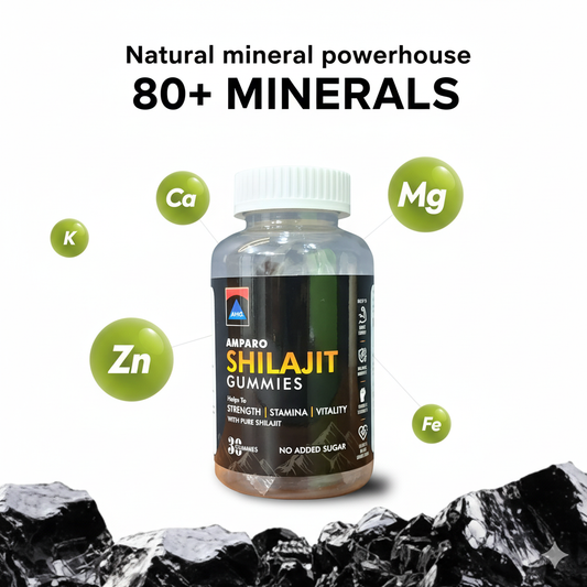 Natural Shilajit gummy supplement for stamina power and wellness – Amparo brand