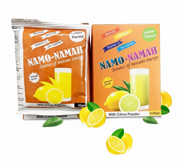 Namo Namah Instant Energy Drink | Vitamin C & Electrolytes Powered | Tangy Lemon Flavor | Quick Energy & Hydration Boost | By Amparo Health Care