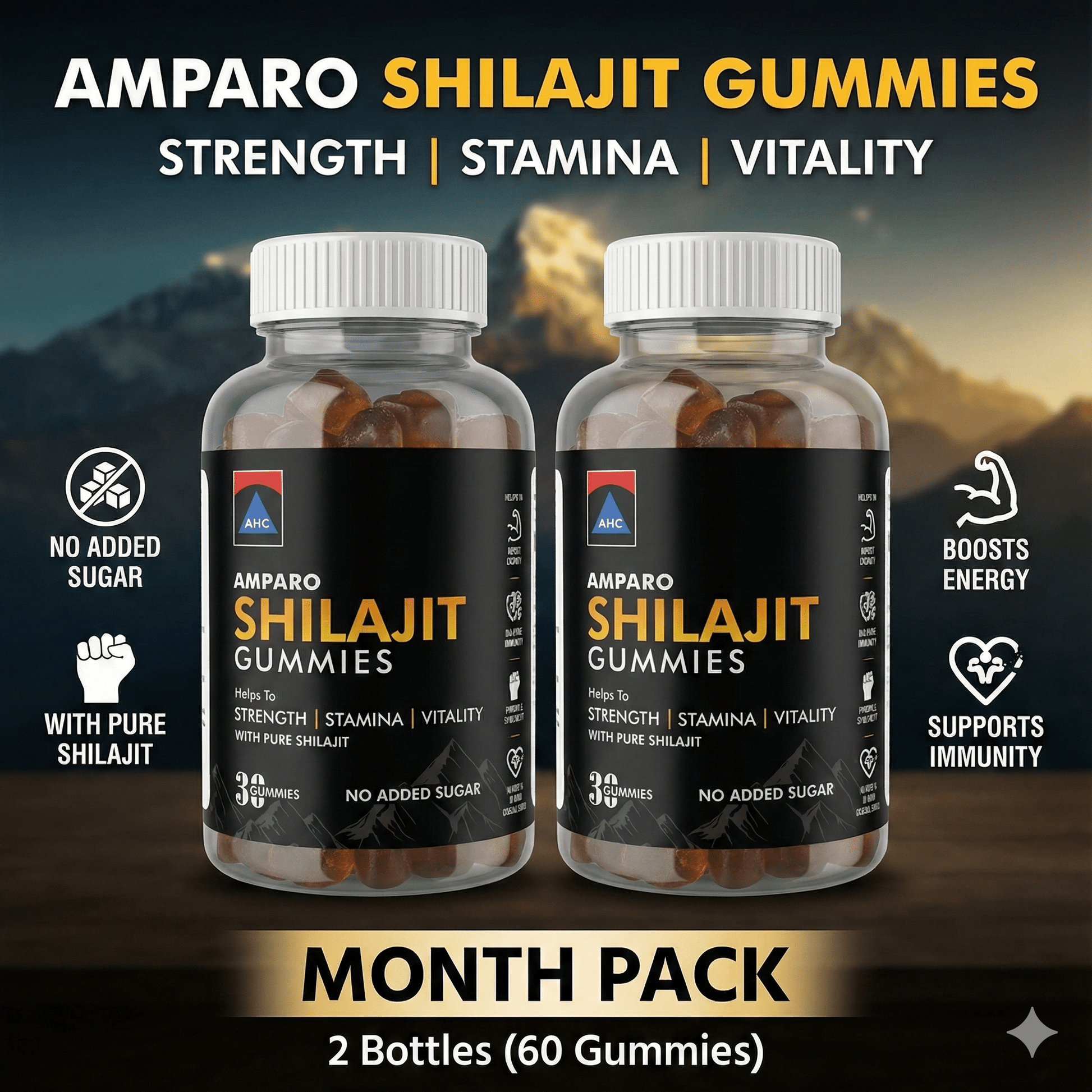 Amparo Shilajit Gummies 250 mg – 1 Month Pack | Natural Energy & Stamina Booster  - Amparo Store