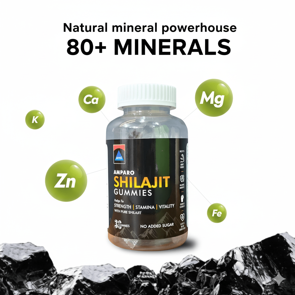 Amparo Shilajit Gummies 250 mg – 1 Month Pack | Natural Energy & Stamina Booster | Sugar - Amparo Store