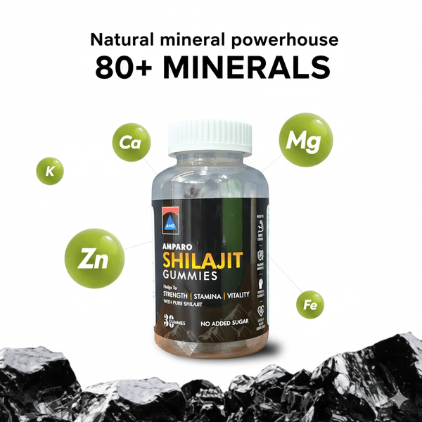 Amparo Shilajit Gummies 250 mg – 1 Month Pack | Natural Energy & Stamina Booster | Sugar - Amparo Store