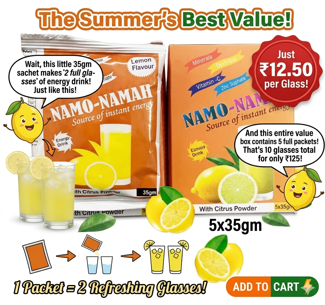 Namo Namah Instant Energy Drink | Vitamin C & Electrolytes Powered | Tangy Lemon  Amparo Store