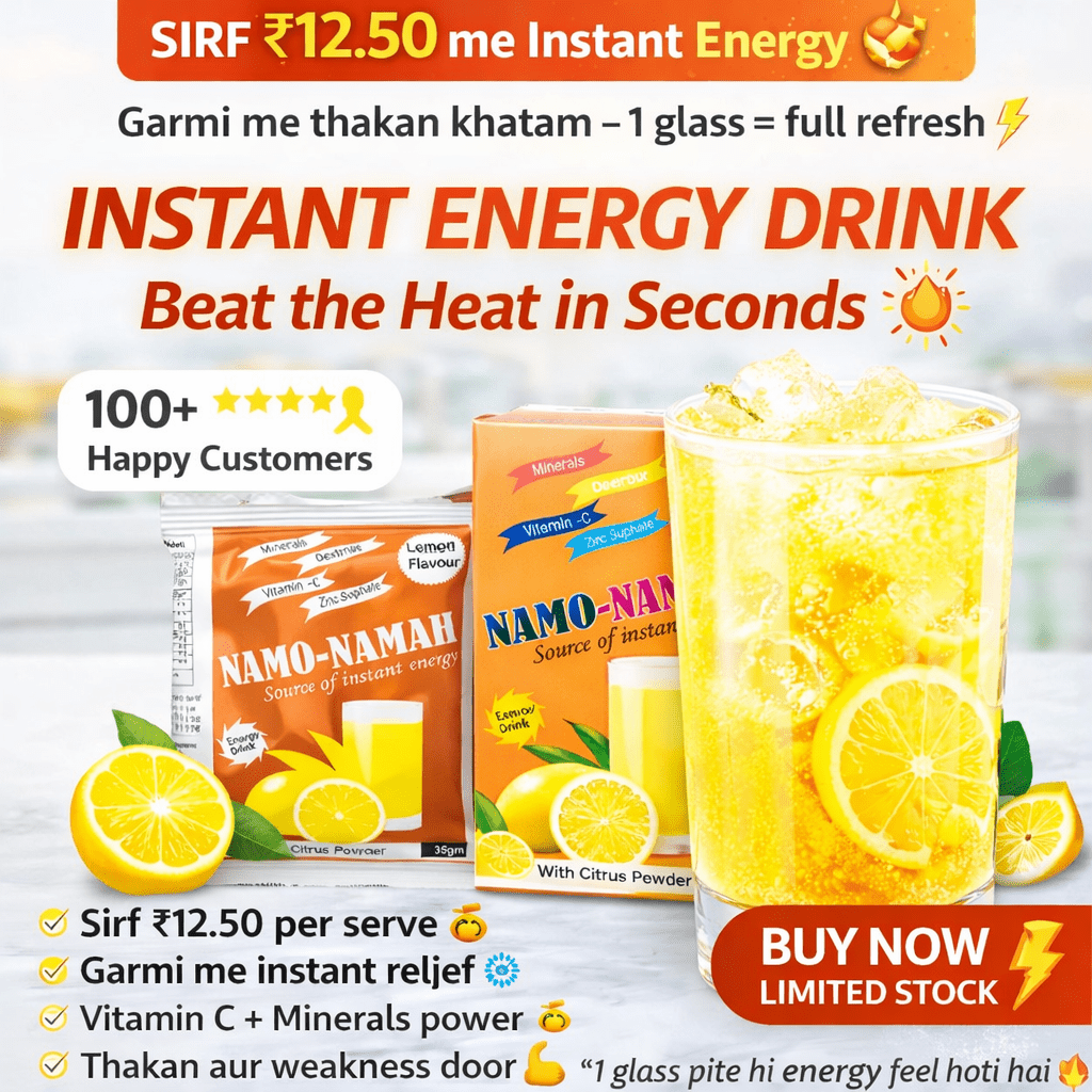 Namo Namah Instant Energy Drink | Vitamin C & Electrolytes Powered | Tangy Lemon Flavor Amparo Store