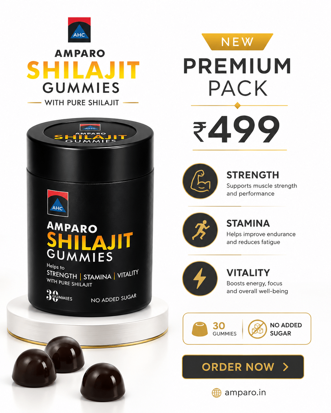 New Amparo Shilajit Gummies 250mg – Natural Energy & Stamina Support - Amparo Store