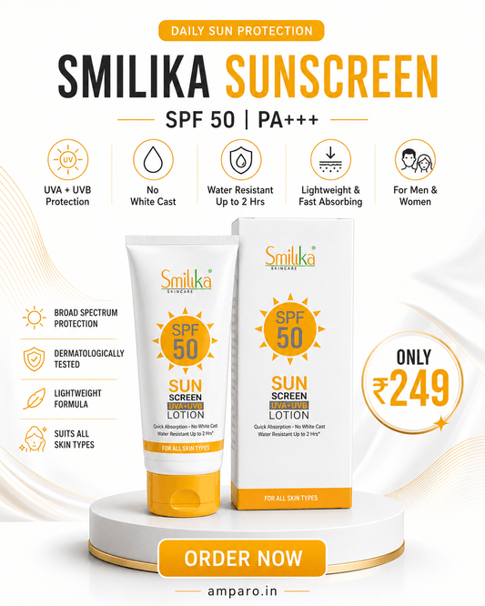 Smilika SPF 50 Sunscreen Lotion – PA+++ UV Protection (100ml) - Amparo Store