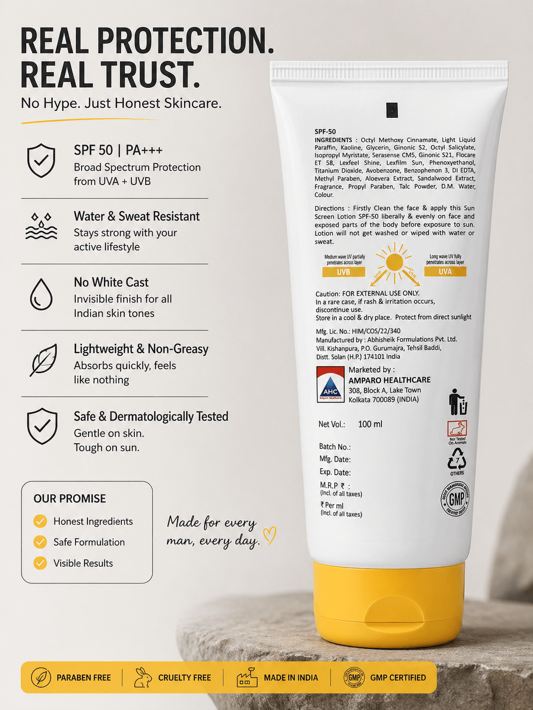 Lightweight Sunscreen Lotion for Men and Women